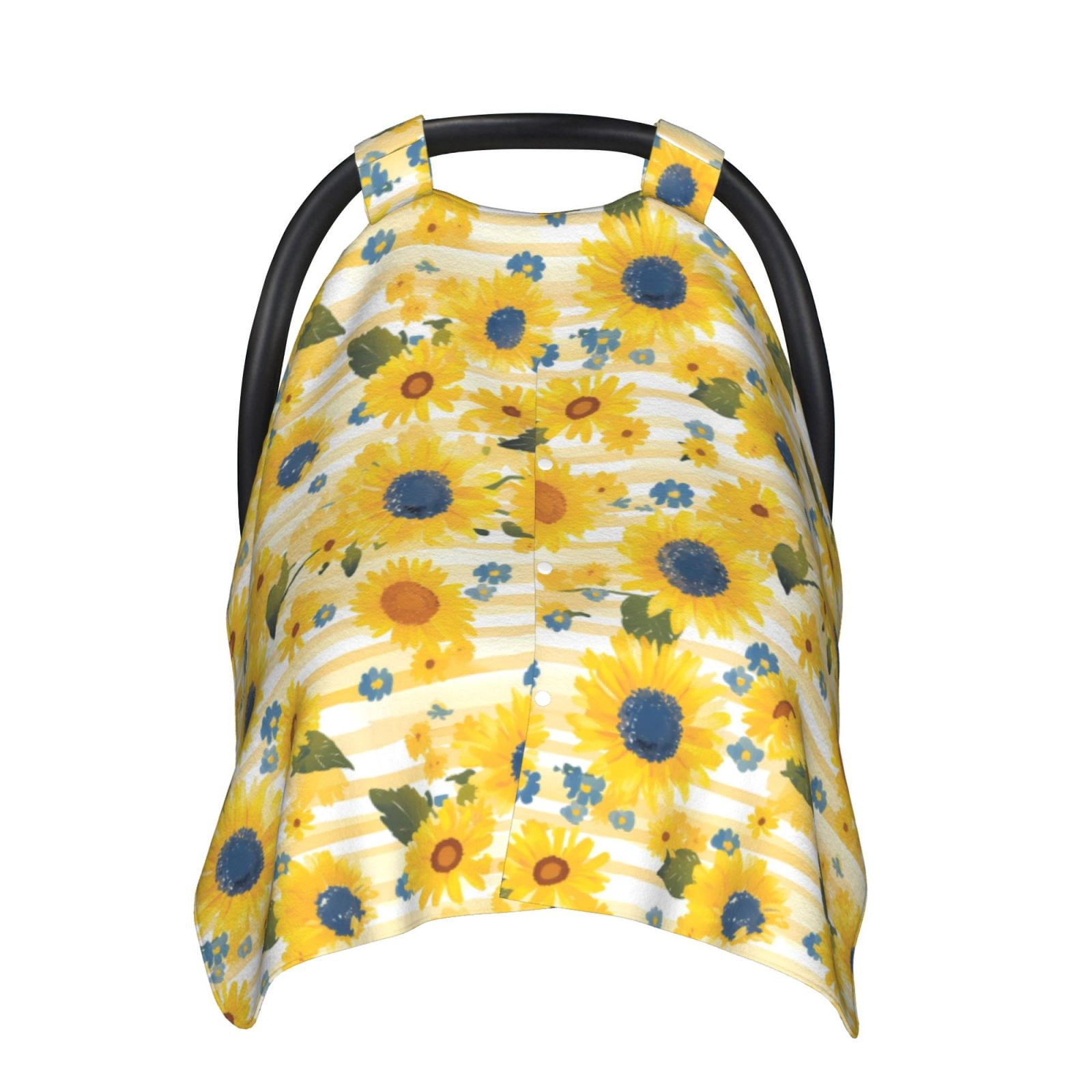 Naloa Blue Floral Sunflower Baby Car Seat Cover, Breathable Baby Carrier Cover, Multiuse Baby Carrier Cover & Nursing Breastfeeding Cover