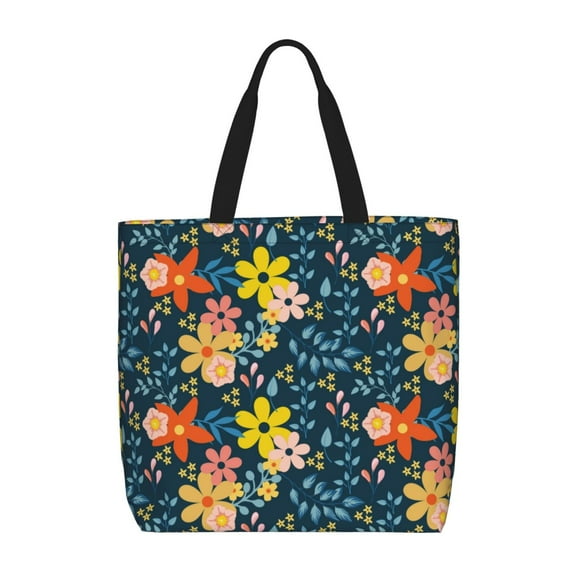 Naloa Blue Floral Tote Bag for Women, Foldable Tote Bag With Zipper, Large Shoulder Bag, Top Handle Handbag for Travel, Work, Shopping