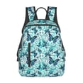 thumbnail image 1 of Naloa Blue Floral with Butterflies Print Lightweight DayBackpack Suitable for school, work, shopping, travel, etc., 1 of 5