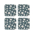 thumbnail image 1 of Naloa Blue Flower Coasters for Set of 4 - PU Leather Coasters, Coasters for Table Cup Tea Coffee Beer, Decorative for Kitchen Homedecor (Round), 1 of 6