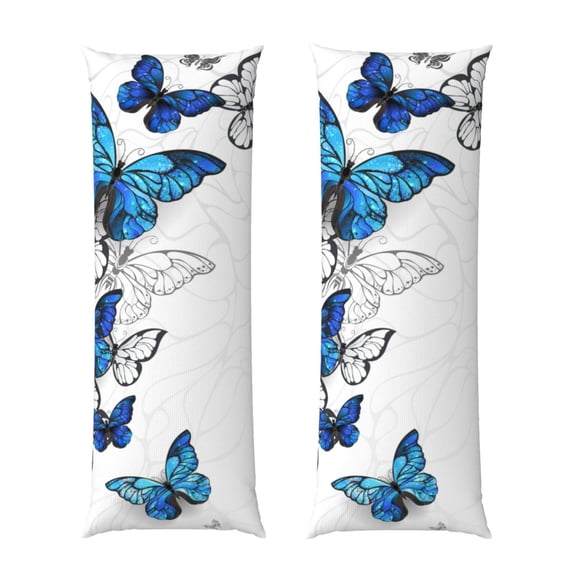 Naloa Blue Flying Butterflies Super Soft 20x60 Body Pillow Case,Long Side Hidden Zipper(PILLOWS ARE NOT INCLUDED)
