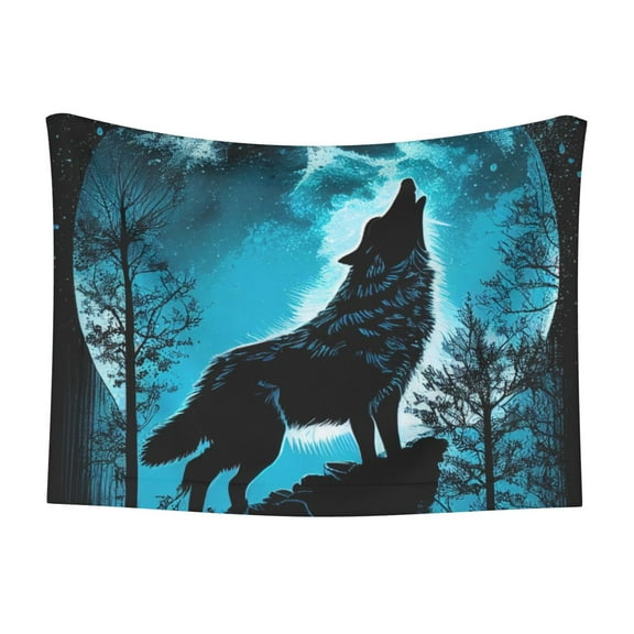 Naloa Blue Full Moon Wolf Dog Blanket, 3 Sizes Cat Blanket for Indoor Cats Large Medium Small Dog Gifts-Small