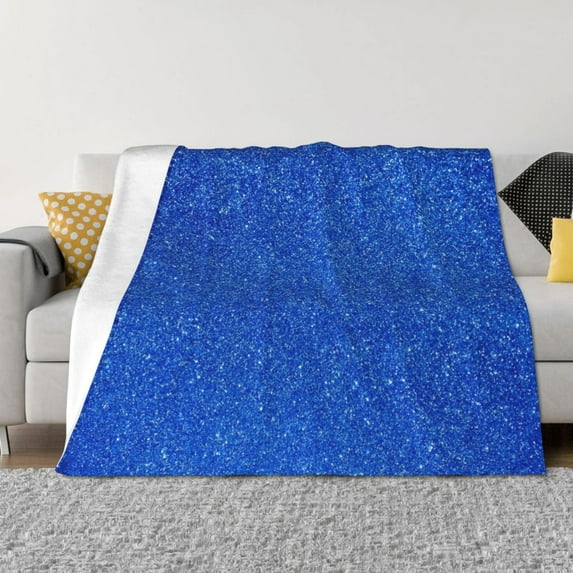 Naloa Blue Glitter Flannel Blankets - Thick and Warm Blanket for Winter, Soft Fuzzy Plush King Blanket for All Seasons80"x60"