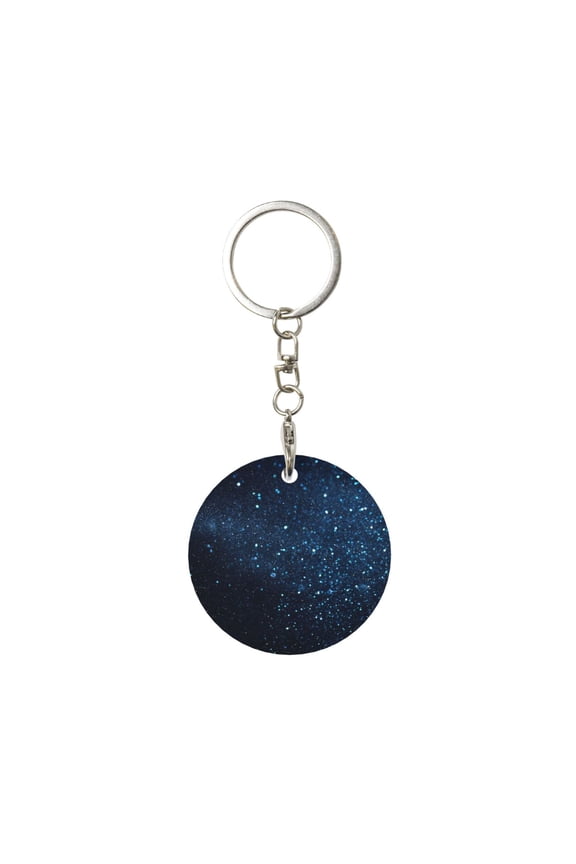 Blue Glitter Retro Print Round Keychain Keychain Key Ring, Key Tag, Key Chain Bulk for Gift Accessories (Round)