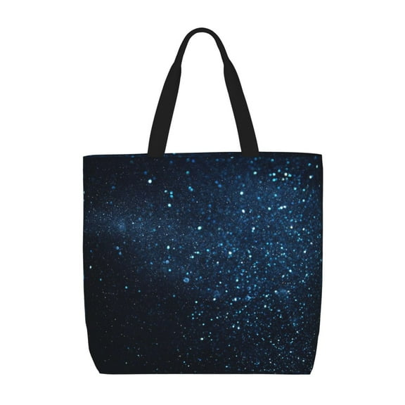 Naloa Blue Glitter Retro Tote Bag for Women, Foldable Tote Bag With Zipper, Large Shoulder Bag, Top Handle Handbag for Travel, Work, Shopping