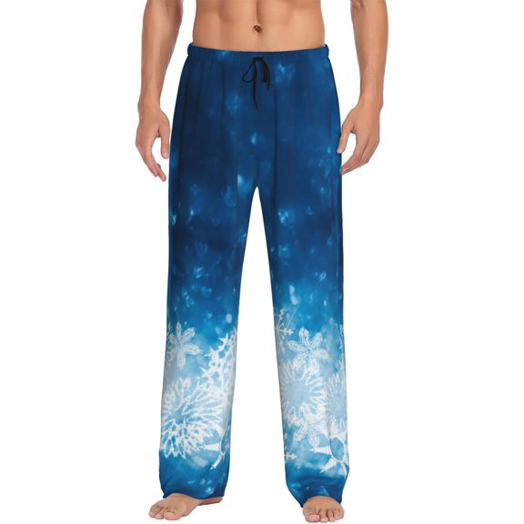 Naloa Blue Glitter Sparkles Pajama Pants Men, PJ Bottoms, Sleep & Lounge Pants-Medium