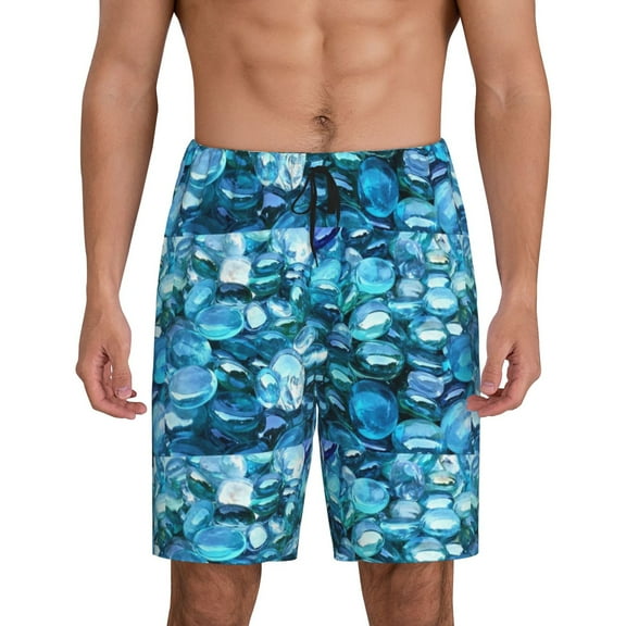 Naloa Blue Kyanite Men's Short Pajama Pants, Lounge Comfort Shorts with Elasticized Waistband and Side Pockets - 4X-Large