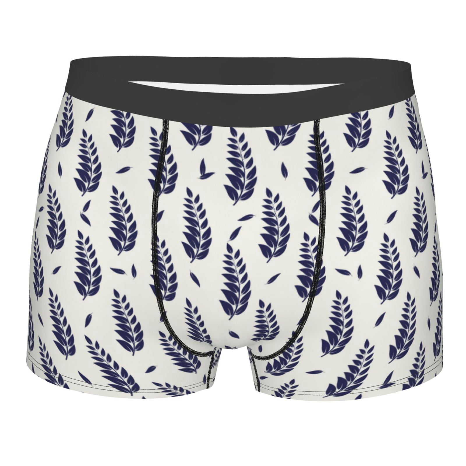 Naloa Blue Leaves Print Mens Underwear - Boxers for Men, Classic Briefs ...