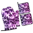 thumbnail image 1 of Naloa Blue Lightning Oven Mitts and Pot Holders 4 pcs Set, Cooking Baking Grilling Kitchen Oven Glove for Cooking, 1 of 6