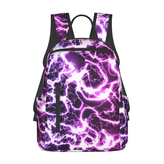 Naloa Blue Lightning Print Lightweight DayBackpack Suitable for school, work, shopping, travel, etc.