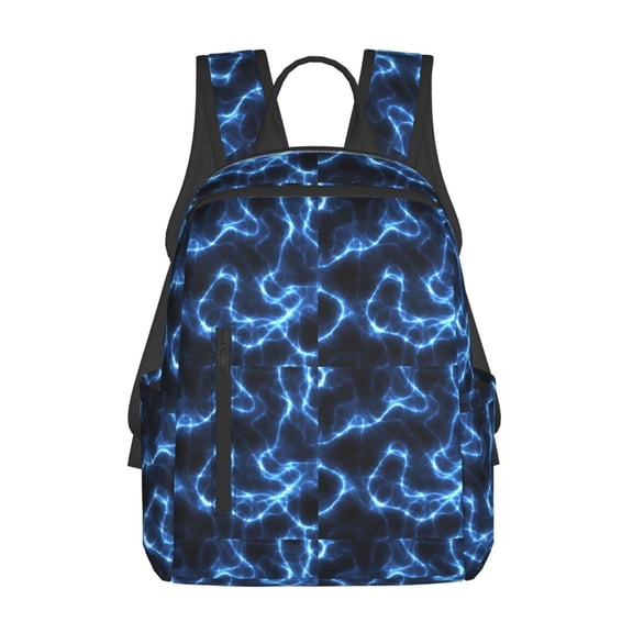 Naloa Blue Lightning Print Lightweight DayBackpack Suitable for school, work, shopping, travel, etc.