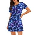 thumbnail image 1 of Naloa Blue Lightning1 Print Women Nightgowns,Womens Loungewear,Short Sleeve Sleepwear,Comfy Ladies Nightdress, 1 of 6