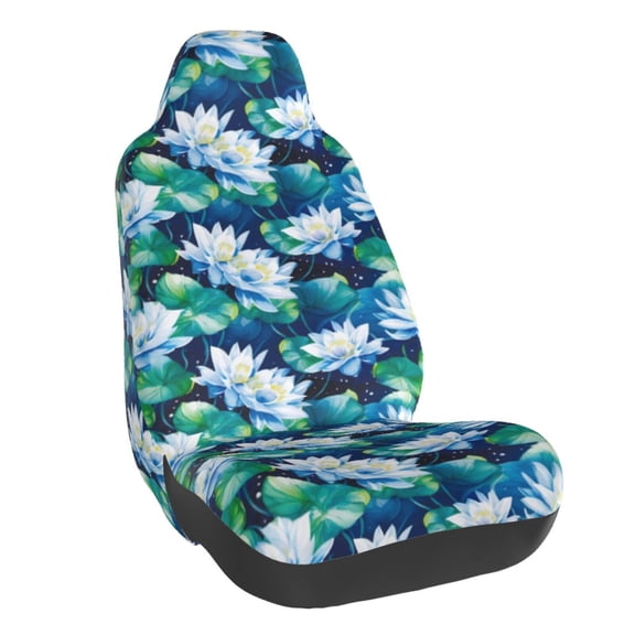 Naloa Blue Lotus Flower Car Seat Covers Universal Front Seat Coves for Car Accessories ,Padded Car Covers for Automotive, SUV, Truck, and Van