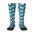 thumbnail image 1 of Naloa Blue Lotus Flower Knee Socks, High Socks Long Stretchy Sock Women Knee High Stocking, Long Socks for Women, 1 of 6