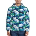 thumbnail image 1 of Naloa Blue Lotus Flower Men's Casual Hooded Collar Drawstring Hoodies Pullover Sweatshirts Casual Long Sleeve Shirts-4X-Large, 1 of 7