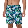 thumbnail image 1 of Naloa Blue Lotus Flower Print Men Swim Trunks with Compression Liner ,Board Shorts,Men's Swim Shorts with Drawstring and Elastic Waistband-XX-Large, 1 of 6
