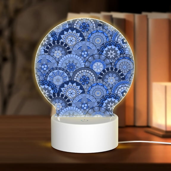 Naloa Blue Mandala Harmony Acrylic LED Night Light Custom LED Lights Personalized Nightlight Customized Gifts for Family Couples Friends