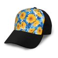 thumbnail image 1 of Naloa Blue Ocean Wave Sunflower Adult adjustable Print Baseball Hat, Patchwork curved brim baseball capfor Men and Women, One Size, 1 of 5