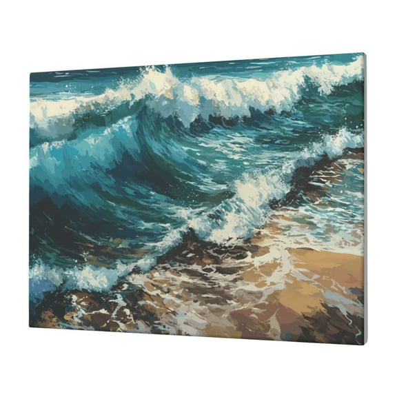 Naloa Blue Ocean Waves Print Canvas Picture,Wall Pictures, Modern Decorative Poster,Art Prints for Bedroom, Toilet, 40 x 30 cm, Built-in Wooden Frame