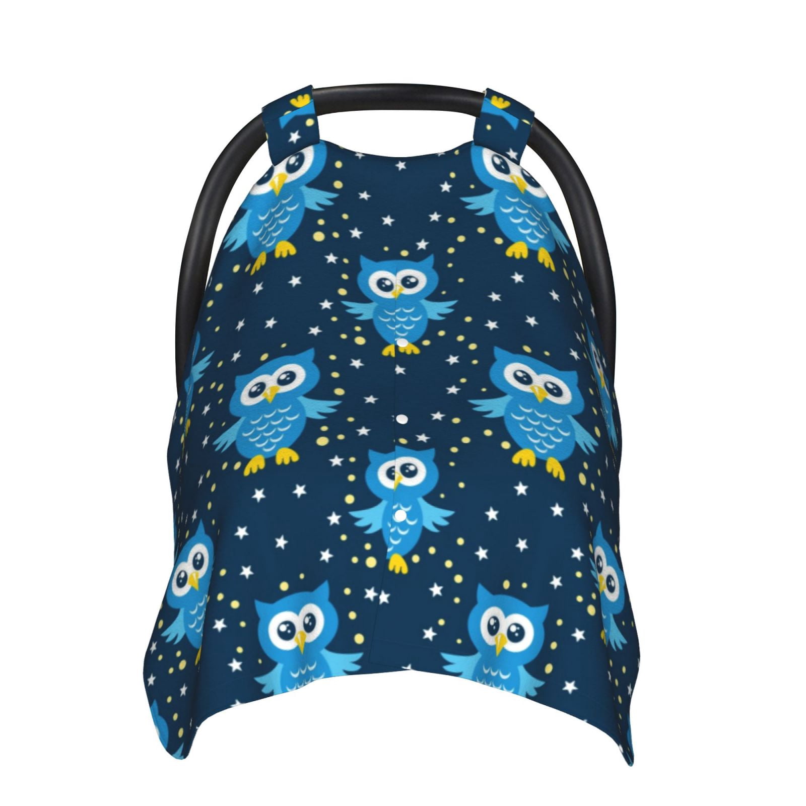 Naloa Blue Owl Baby Car Seat Cover, Breathable Baby Carrier Cover, Multiuse Baby Carrier Cover & Nursing Breastfeeding Cover