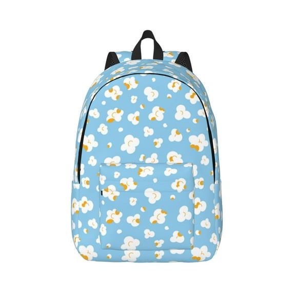 Naloa Blue Popcorn Canvas Backpack for Men Women Rucksack Casual Travel Daypack College Tote Satchel Bookbag for Teens-Medium
