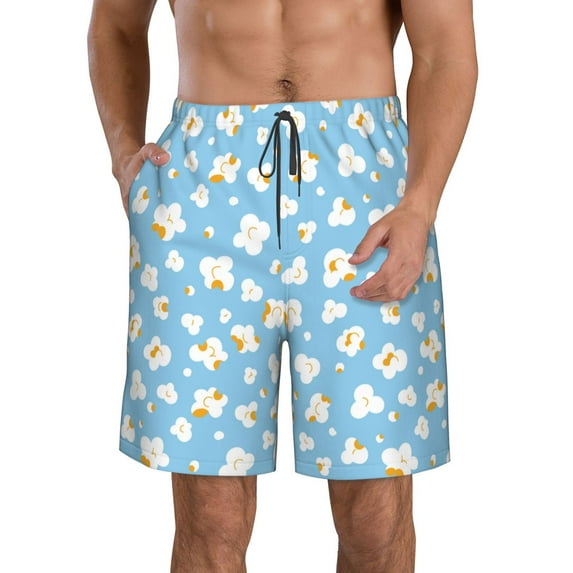 Naloa Blue Popcorn Men's Beach Shorts, Surfing shorts, Swim trunks, Quick Dry Swim Trunks for Surfing Beach Fun - 3X-Large