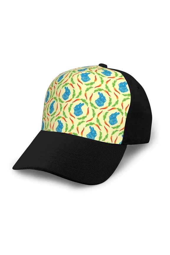 Blue Rabbit Adult adjustable Print Baseball Hat, Patchwork curved brim baseball capfor Men and Women, One Size