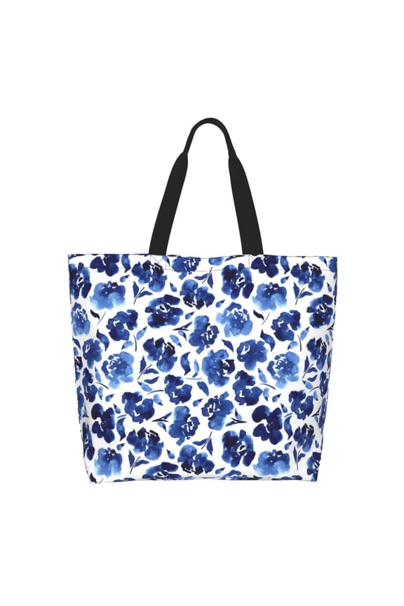Blue Roses Tote Bag for Women Large Capacity Shoulder Bag for College Work Travel Shopping