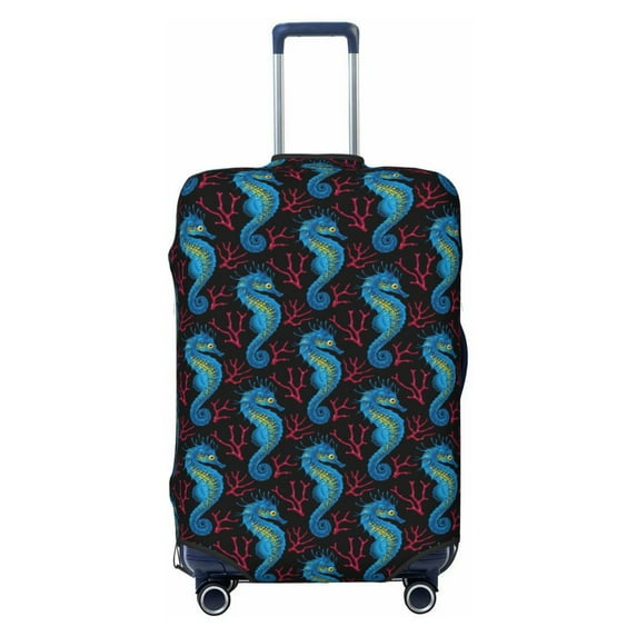 Naloa Blue Seahorse Elastic Suitcase Protector, Travel Suitcase Protector Cover Fits 18-32in Suitcase - X-Large