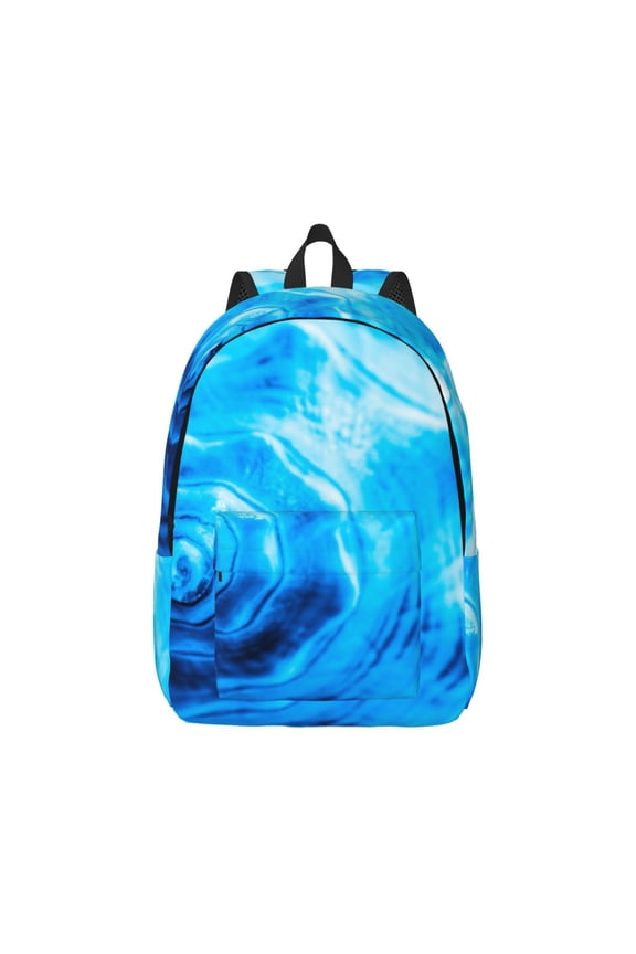 Blue Shell Canvas Backpack for Men Women Rucksack Casual Travel Daypack College Tote Satchel Bookbag for Teens-Medium