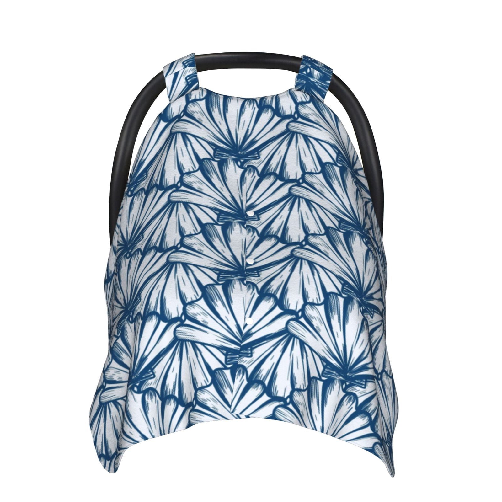 Naloa Blue Shells Baby Car Seat Cover, Breathable Baby Carrier Cover, Multiuse Baby Carrier Cover & Nursing Breastfeeding Cover