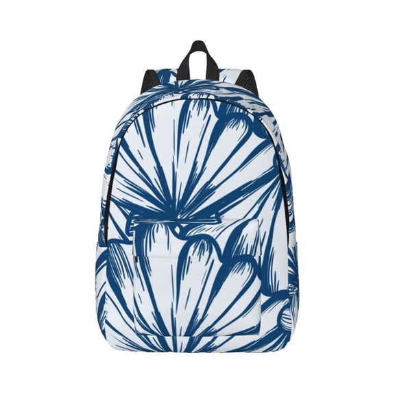 Naloa Blue Shells Canvas Backpack for Men Women Rucksack Casual Travel Daypack College Tote Satchel Bookbag for Teens-Small