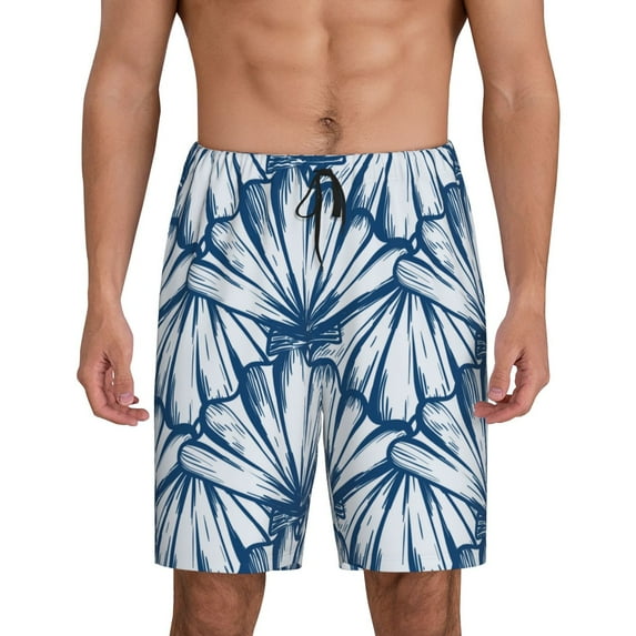 Naloa Blue Shells Men's Short Pajama Pants, Lounge Comfort Shorts with Elasticized Waistband and Side Pockets - Medium