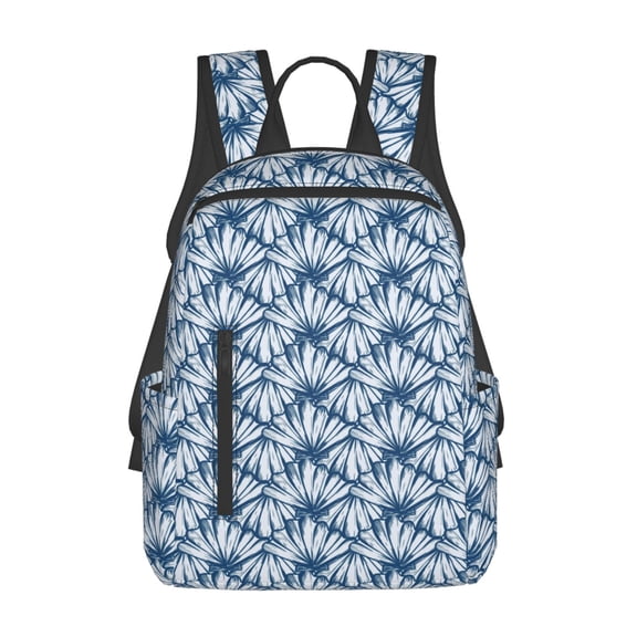 Naloa Blue Shells Print Lightweight DayBackpack Suitable for school, work, shopping, travel, etc.