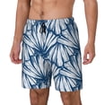 thumbnail image 1 of Naloa Blue Shells Print Men Swim Trunks with Compression Liner ,Board Shorts,Men's Swim Shorts with Drawstring and Elastic Waistband-Large, 1 of 6