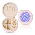 thumbnail image 1 of Naloa Blue Skull Daisy Round Jewelry Box, Travel Jewelry Organizer, 3.9 x 3.9 x 2in Jewelry Storage Box for Women-Pink, 1 of 7