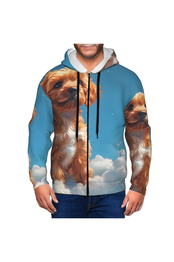 Blue Sky Cloud Puppy Men’s Hoodies, Zip up Hoodie, Sweatshirts,Hoodies for Men Sizes S-3XL-XX-Large