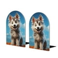 thumbnail image 1 of Naloa Blue Sky Cute Wolf 2 Pcs Bookend Large Capacity Office Book Ends for Home Office Library School Study Decoration, 1 of 8