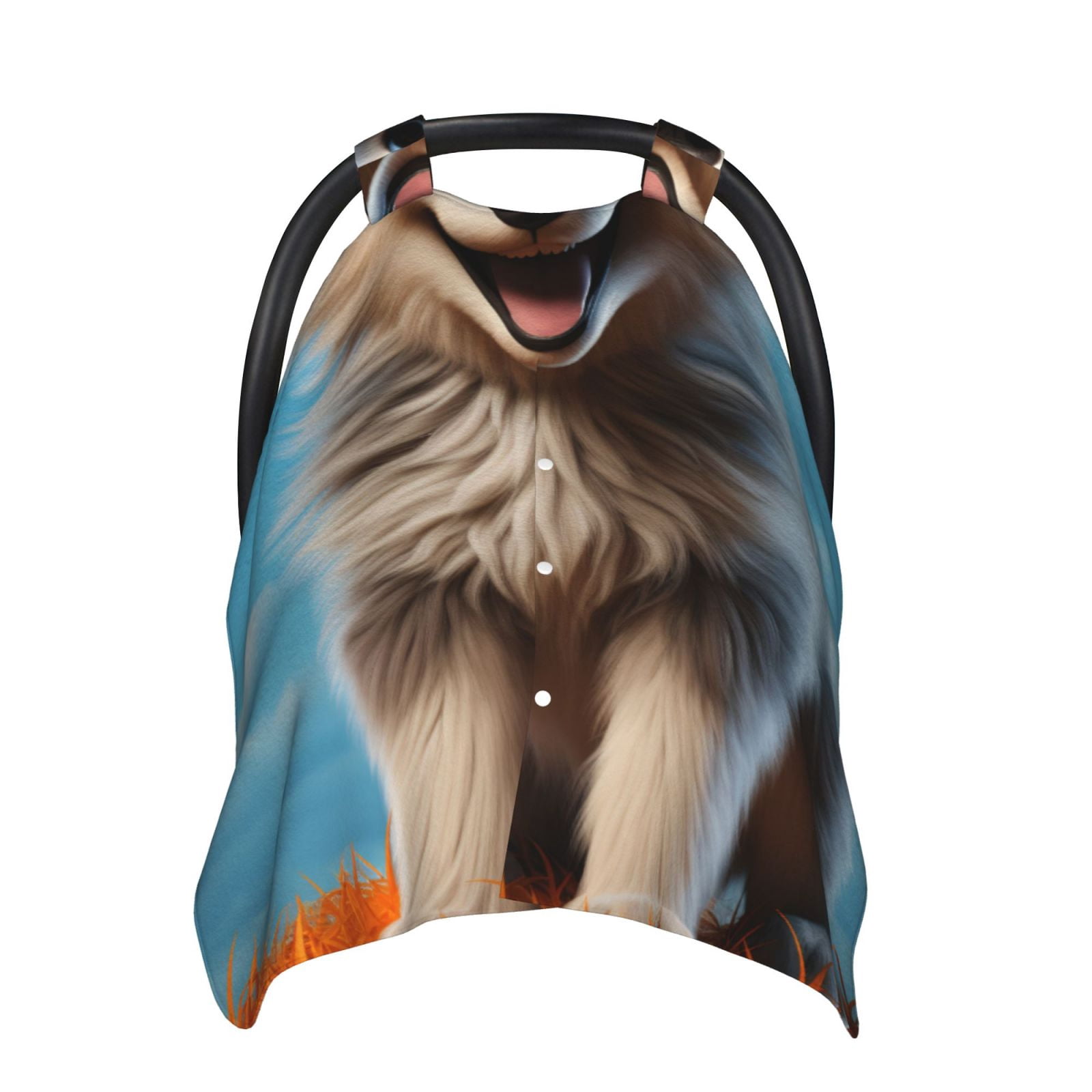 Naloa Blue Sky Cute Wolf Baby Car Seat Cover, Breathable Baby Carrier Cover, Multiuse Baby Carrier Cover & Nursing Breastfeeding Cover