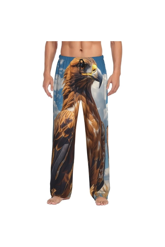 Blue Sky White Cloud Eagle Pajama Pants Men, PJ Bottoms, Sleep & Lounge Pants-XX-Large