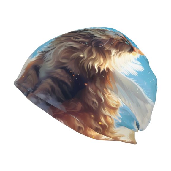 Naloa Blue Sky Winged Cat Beanie for Men Women Knitted Unisex Winter Hat Beanies Cap Knit Cuffed Beanies Hats