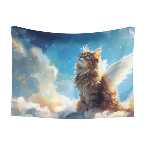 Naloa Blue Sky Winged Cat Dog Blanket, 3 Sizes Cat Blanket for Indoor Cats Large Medium Small Dog Gifts-Small