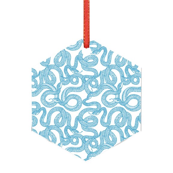 Naloa Blue Snake Acrylic Santa Tree Decorations Christmas Hanging Pendant for Christmas Winter New Year Party Hanging Decorations-Hexagon