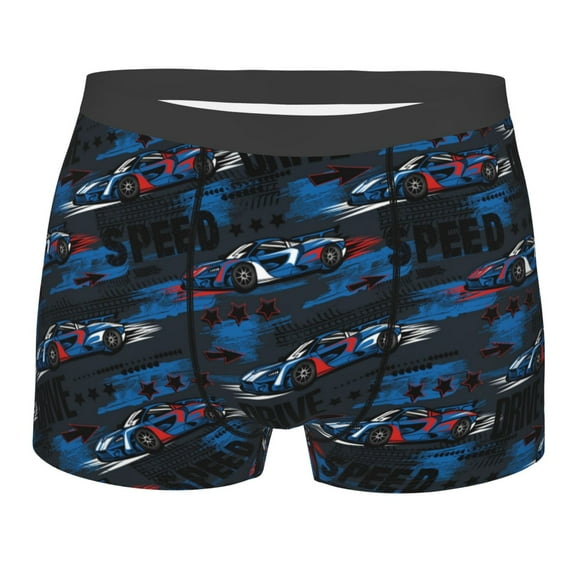 Naloa Blue Sports Car Print Mens Underwear - Boxers for Men, Classic Briefs for Men