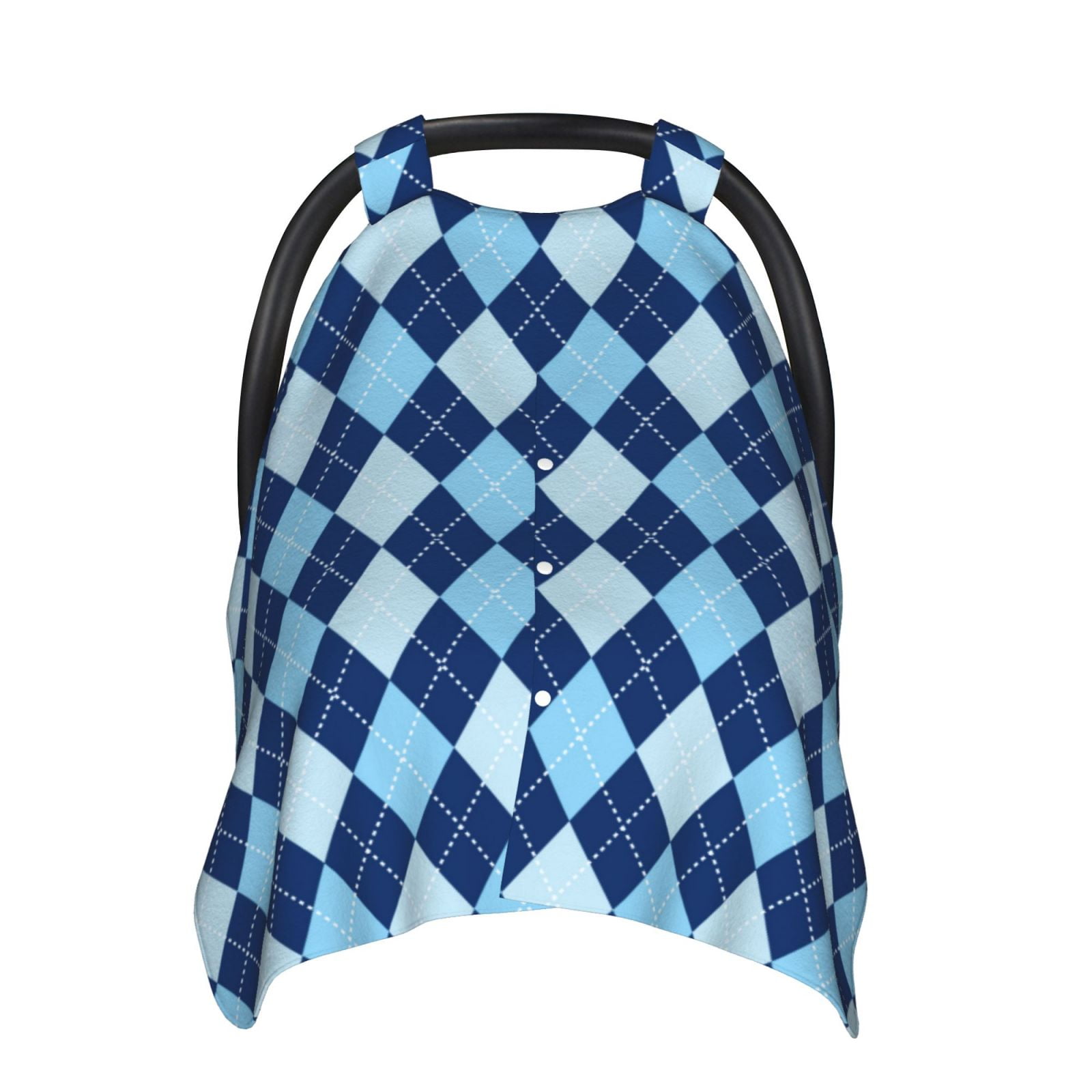 Naloa Blue Squares Baby Car Seat Cover, Breathable Baby Carrier Cover, Multiuse Baby Carrier Cover & Nursing Breastfeeding Cover