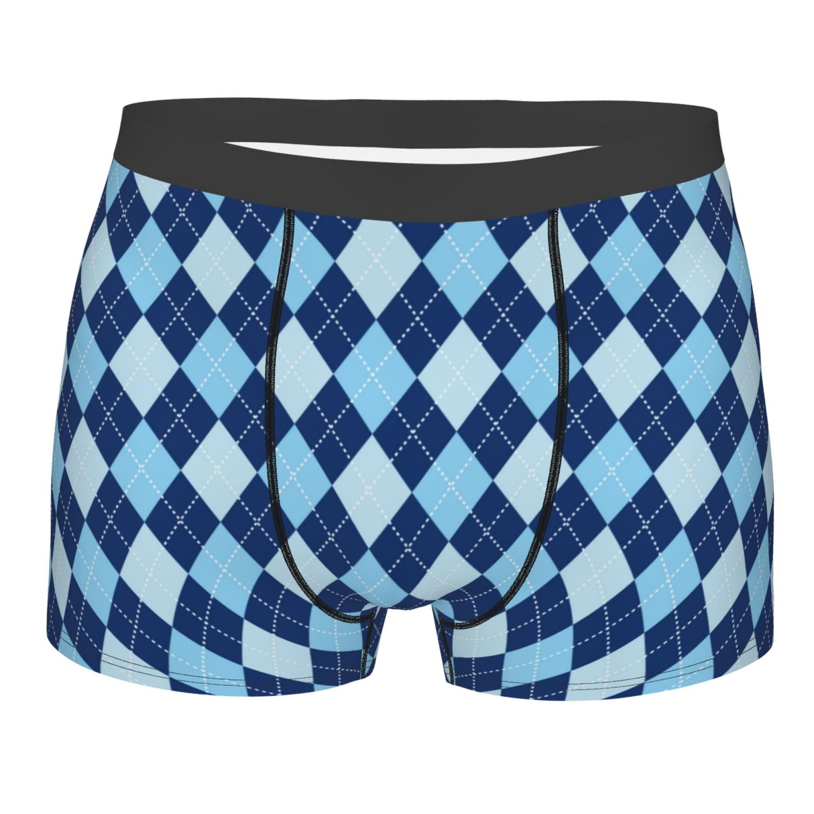 Naloa Blue Squares Print Mens Underwear - Boxers for Men, Classic ...