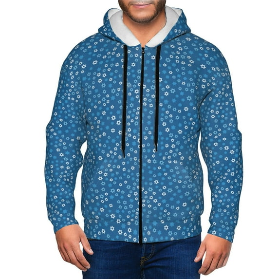 Naloa Blue Star Print Men’s Hoodies, Zip up Hoodie, Sweatshirts,Hoodies for Men Sizes S-3XL-3X-Large
