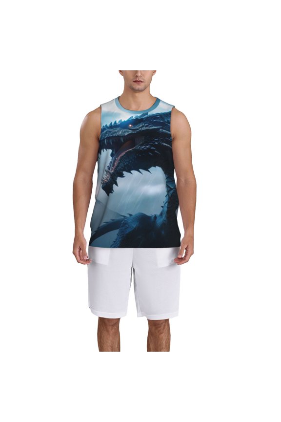 Blue Thunder Storm Dragon Basketball Jersey Reversible Men's Mesh Athletic Sports Shirts Training Practice S-4XLLarge