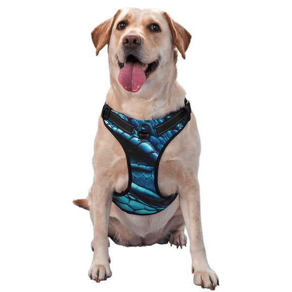 Naloa Blue Viper Snake Closeup Face Dog Harness, Pet Harness Vest with Traction Rope, Dog Vest for Outdoor, Walking - {sizeName}-X-Large