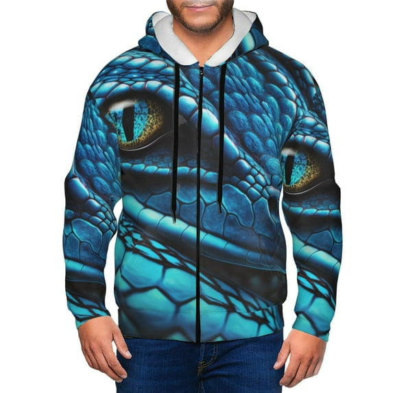 Naloa Blue Viper Snake Closeup Face Men’s Hoodies, Zip up Hoodie, Sweatshirts,Hoodies for Men Sizes S-3XL-X-Large